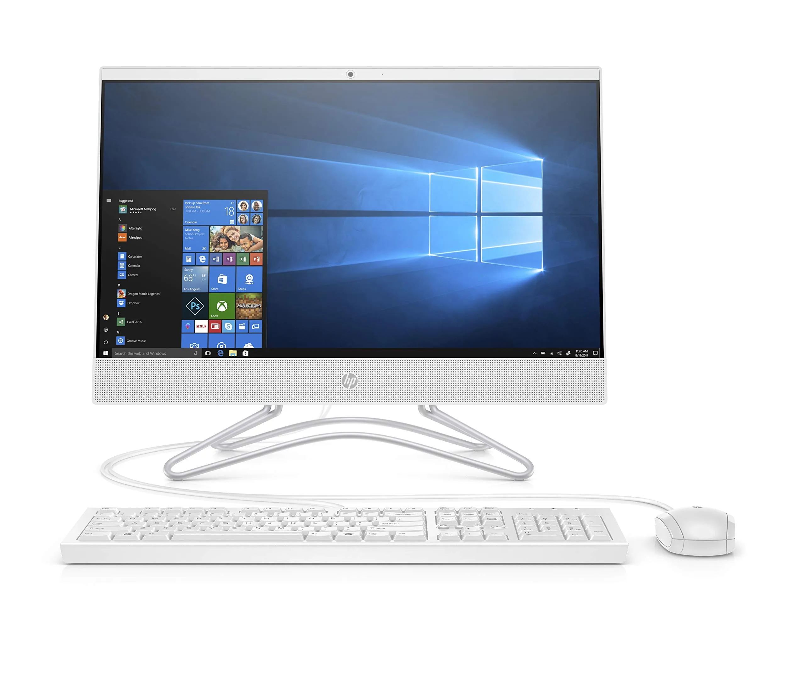 HP 21.5-Inch All-in-One Computer, AMD A4-9125, 4GB RAM, 1TB HDD, Windows 10, White