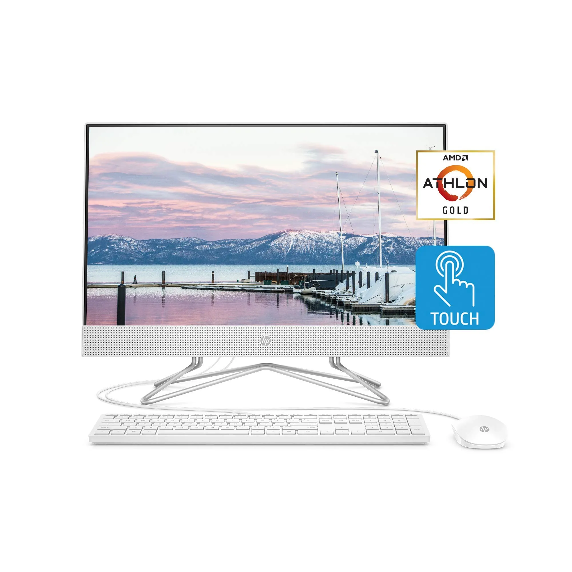 HP 24-inch All-in-One Touchscreen Desktop, AMD Gold 3150U, 8GB RAM, 512GB SSD, White